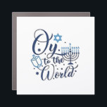 Oy to the World Hanukkah Jewish Funny Car Magnet<br><div class="desc">Jewish holiday humor, Hanukkah 2025, menorah celebration, oy vey joke, Hanukkah pun, Jewish Christmas parody, holiday season Jewish humor, festive Jewish saying, menorah tee</div>