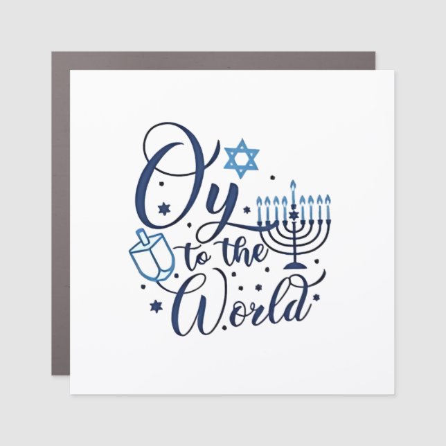 Oy to the World Hanukkah Jewish Funny  Car Magnet (Front)
