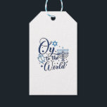 Oy to the World Hanukkah Jewish Funny  Gift Tags<br><div class="desc">Jewish holiday humor,  Hanukkah 2025,  menorah celebration,  oy vey joke,  Hanukkah pun,  Jewish Christmas parody,  holiday season Jewish humor,  festive Jewish saying,  menorah tee</div>