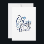 Oy to the World Hanukkah Jewish Funny  Invitation<br><div class="desc">Jewish holiday humor,  Hanukkah 2025,  menorah celebration,  oy vey joke,  Hanukkah pun,  Jewish Christmas parody,  holiday season Jewish humor,  festive Jewish saying,  menorah tee</div>