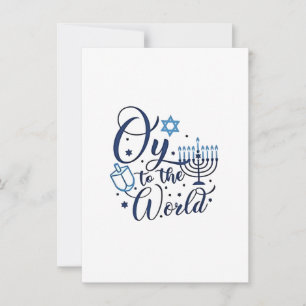 Oy to the World Hanukkah Jewish Funny Invitation