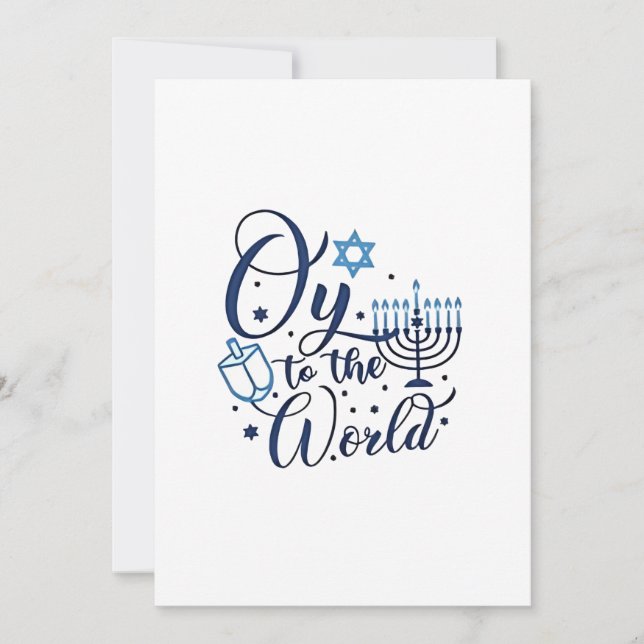 Oy to the World Hanukkah Jewish Funny  Invitation (Front)
