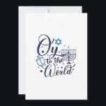 Oy to the World Hanukkah Jewish Funny  Invitation<br><div class="desc">Jewish holiday humor,  Hanukkah 2025,  menorah celebration,  oy vey joke,  Hanukkah pun,  Jewish Christmas parody,  holiday season Jewish humor,  festive Jewish saying,  menorah tee</div>