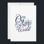 Oy to the World Hanukkah Jewish Funny  Invitation<br><div class="desc">Jewish holiday humor,  Hanukkah 2025,  menorah celebration,  oy vey joke,  Hanukkah pun,  Jewish Christmas parody,  holiday season Jewish humor,  festive Jewish saying,  menorah tee</div>