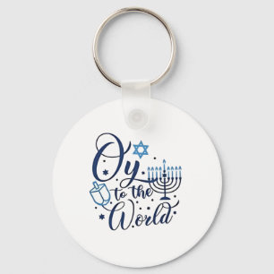 Oy to the World Hanukkah Jewish Funny Keychain