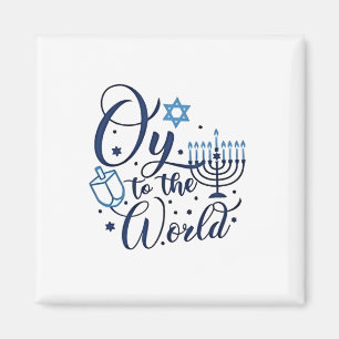 Oy to the World Hanukkah Jewish Funny Magnet