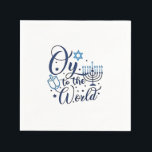 Oy to the World Hanukkah Jewish Funny  Napkins<br><div class="desc">Jewish holiday humor,  Hanukkah 2025,  menorah celebration,  oy vey joke,  Hanukkah pun,  Jewish Christmas parody,  holiday season Jewish humor,  festive Jewish saying,  menorah tee</div>