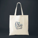 Oy to the World Hanukkah Jewish Funny  Tote Bag<br><div class="desc">Jewish holiday humor,  Hanukkah 2025,  menorah celebration,  oy vey joke,  Hanukkah pun,  Jewish Christmas parody,  holiday season Jewish humor,  festive Jewish saying,  menorah tee</div>