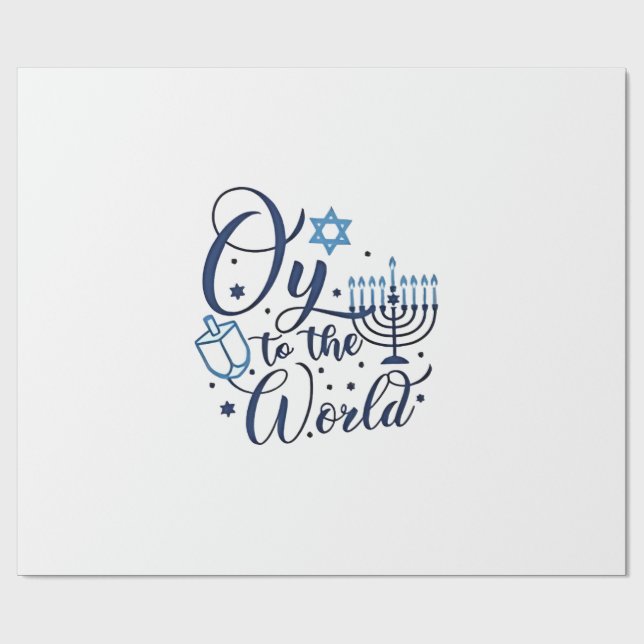 Oy to the World Hanukkah Jewish Funny  Wrapping Paper (Flat)