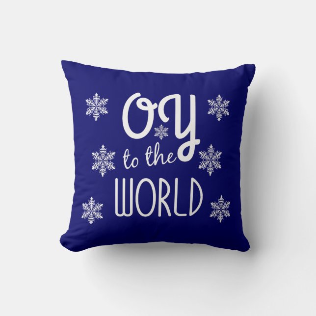 OY to the world Holiday Humor Throw Pillow (Front)