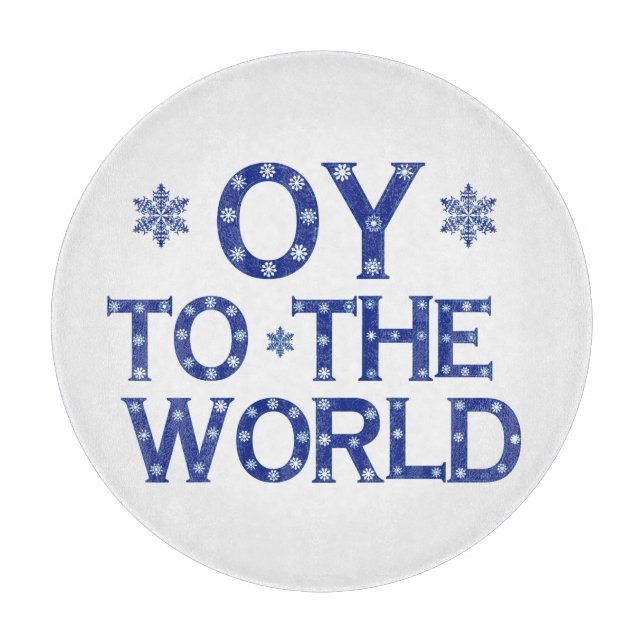 OY to the world Round Glass Cutting Board (Front)