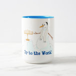 OY TO THE WORLD! Two-Tone COFFEE MUG<br><div class="desc">Happy Hanukkah gift bringing OY to the world! Our Jewish snowman has the right idea!</div>