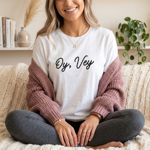 Oy Vey Funny Jewish Expression Minimalist Script  T-Shirt