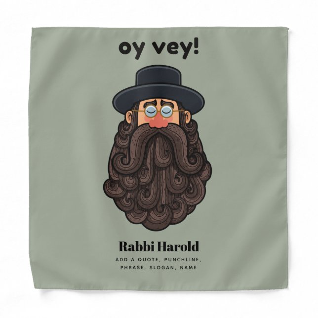 OY VEY! Funny RABBI Peronalized Bandana (Front)
