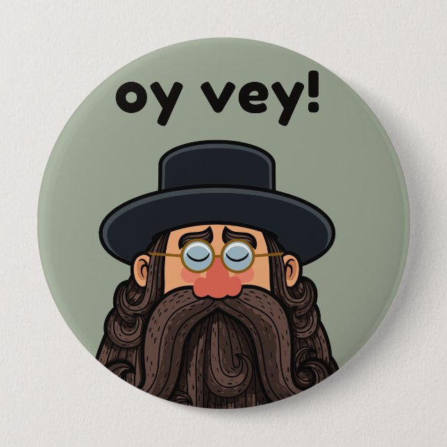 OY VEY! Funny RABBI Peronalized Button (Front)