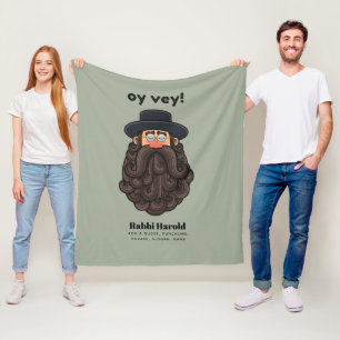 OY VEY! Funny RABBI Peronalized Fleece Blanket