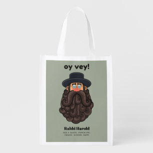OY VEY! Funny RABBI Peronalized Grocery Bag