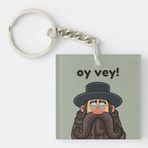 OY VEY! Funny RABBI Peronalized Keychain