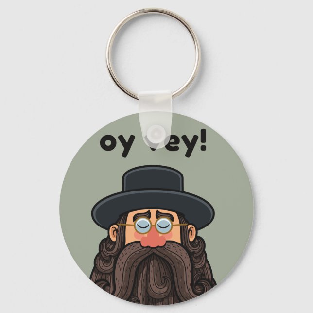 OY VEY! Funny RABBI Peronalized Keychain (Front)