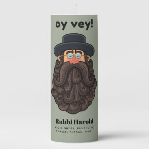 OY VEY! Funny RABBI Peronalized Pillar Candle