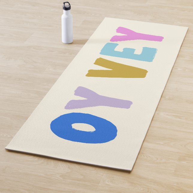 Oy Vey Funny Yiddish Expression Cute Colorful Yoga Mat (In Situ)