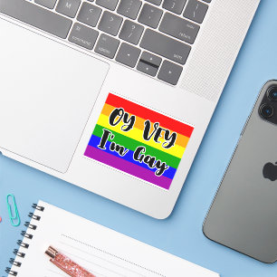 Oy Vey, I'm Gay Rainbow Flag Cute Funny Sticker