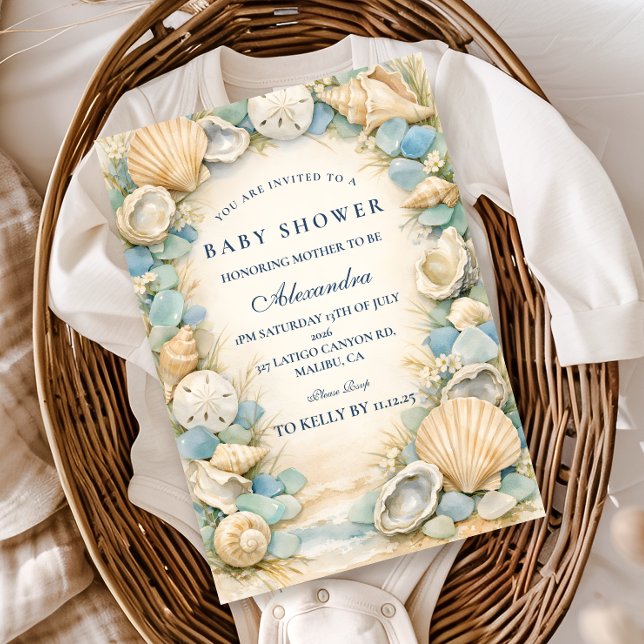 Oyster And Starfish Beach Baby Shower Invitation (Creator Uploaded)