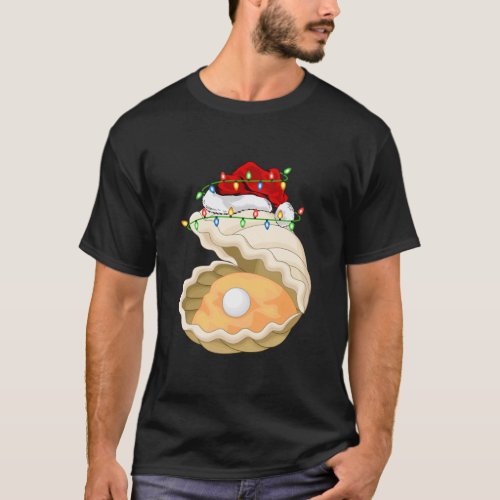 Oyster Animal Lover Xmas Santa Hat Oyster T_Shirt