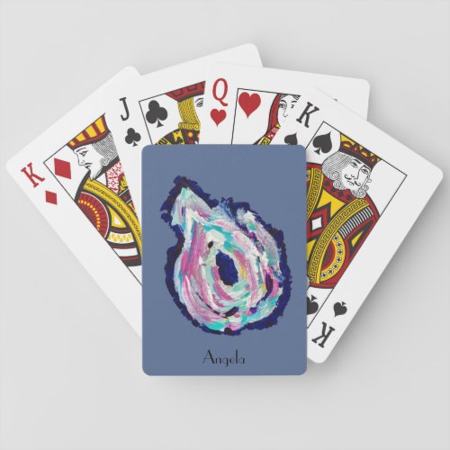 Oyster Art Personalized Playing Cards  _ blue