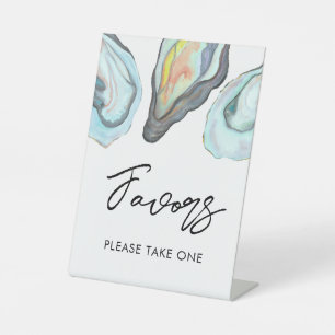 Oyster Bar Coastal Wedding Favors Table Pedestal Sign