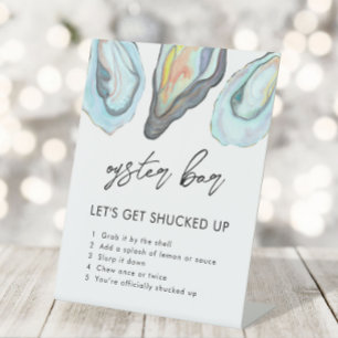 Oyster Bar Coastal Wedding Table Sign, Pedestal Sign