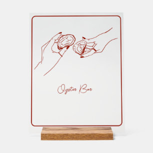 oyster bar red line drawing acrylic sign