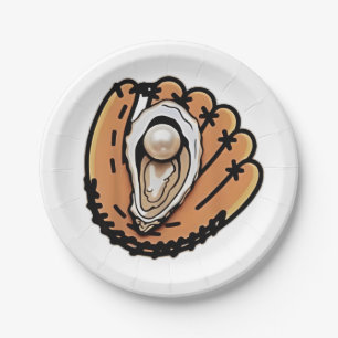 Oyster Baseball Seafood Baseball Sport Lover Paper Plates