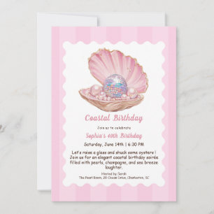 Oyster Birthday Party Elegant Coastal disco Invitation