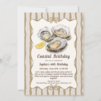 Oyster Birthday Party | Elegant Coastal  Invitation