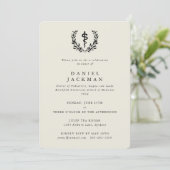 Oyster/Black Asclepius Medical School Graduation Invitation (Standing Front)