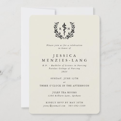 OysterBlack Registered Nurse Asclepius Graduation Invitation