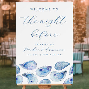 Oyster Blue Watercolor Rehearsal Dinner Sign