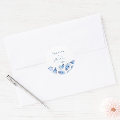 Oyster Blue Watercolor Wedding Envelope Seal