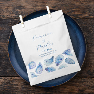 Oyster Blue Watercolor Wedding Favor Bag