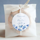 Oyster Blue Watercolor Wedding Favor Classic Round Sticker<br><div class="desc">Add a touch of coastal elegance to your wedding favors, cookie bags, or treat bags with our Large Round Blue Watercolor Oyster Shell Sticker. Perfect for seaside celebrations, this sticker features a stunning oyster shell design and can be personalized with your names and wedding date. Ideal for weddings at venues...</div>