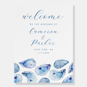 Oyster Blue Watercolor Wedding Welcome Sign