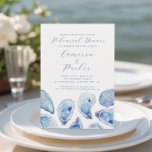 Oyster Casual Wedding Rehearsal Blue Watercolor Invitation