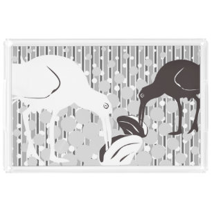 Oyster-Catcher, Monochrome Grey Design - Tray