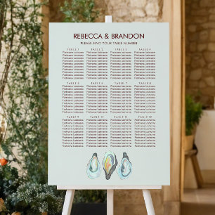 Oyster Coastal Wedding Seating Chart Sign, Foam Board