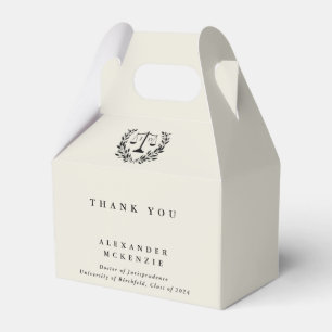 Oyster/Cream JD Law Scales+Laurel Graduation Favor Boxes