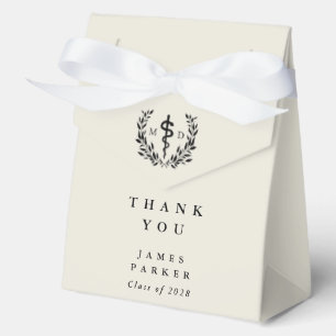 Oyster/Cream MD Doctor+Asclepius Graduation Favor Boxes