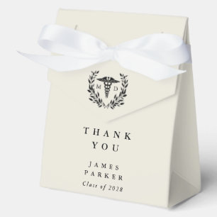 Oyster/Cream MD Doctor+Caduceus Graduation Favor Boxes