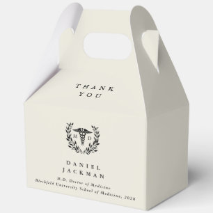 Oyster/Cream MD Doctor + Caduceus Graduation Favor Boxes