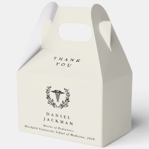 Oyster/Cream Personalized Caduceus + Laurel Wreath Favor Boxes